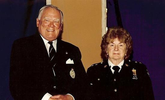 Lt Governor of B.C. and Elizabeth Davis in 1999 at the Emergency Medical Services Exemplary Service Medal awards ceremony