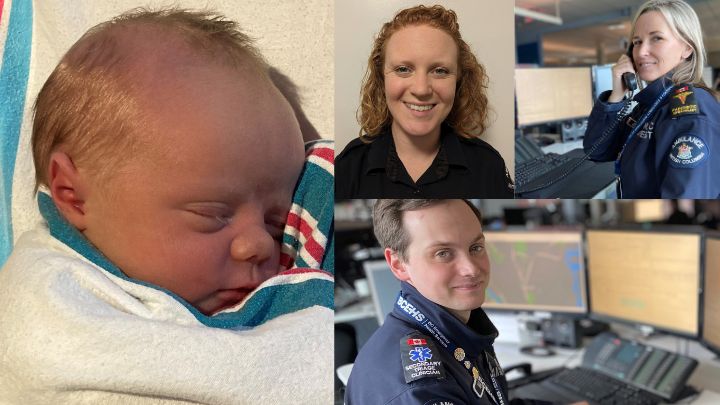 Photo collage of baby born in Altona, Emily Smith, Jodi Bender and Max Bibby
