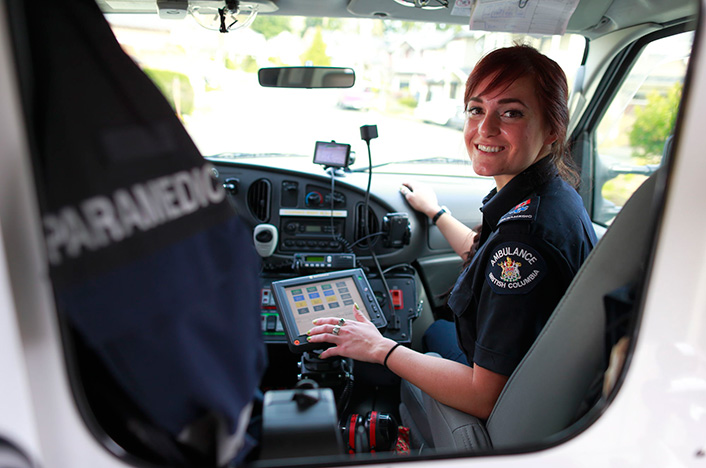 Paramedic in an ambulance