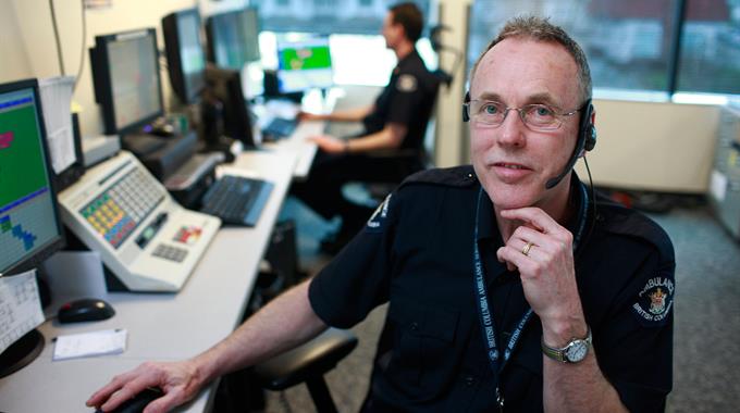 Emergency medical dispatcher smiling