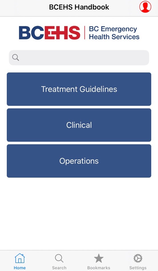 Screenshot of BCEHS Handbook app