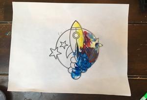 Picture coloured only on the right side