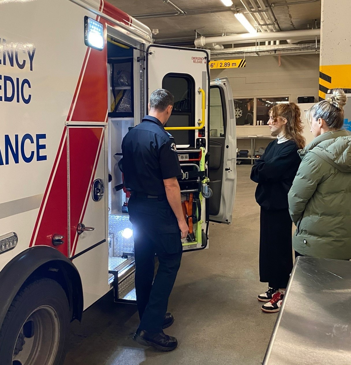 Mady touring an ambulance