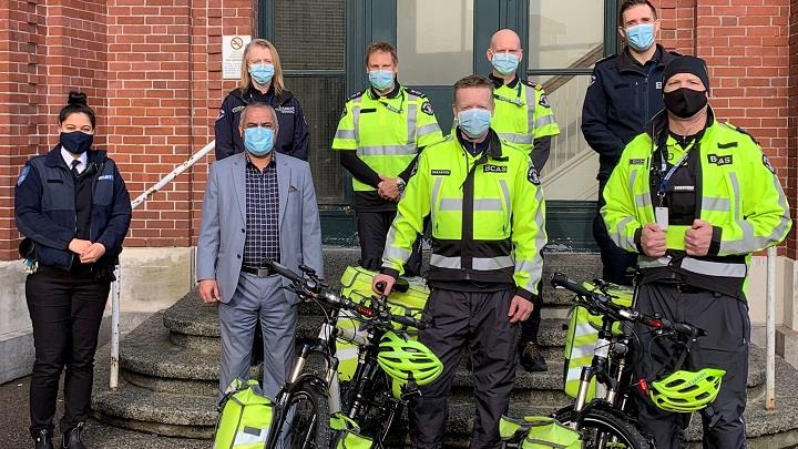 Paramedic bike squad members in front of Waterfront Station