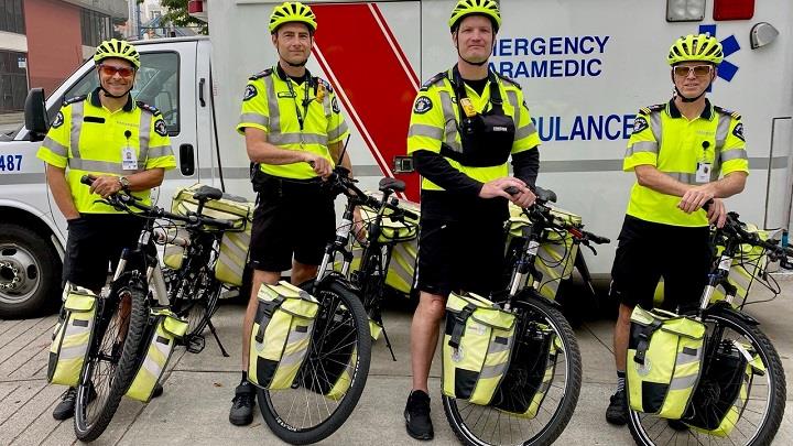 BCEHS' Vancouver Bike Squad with their bikes and equipment