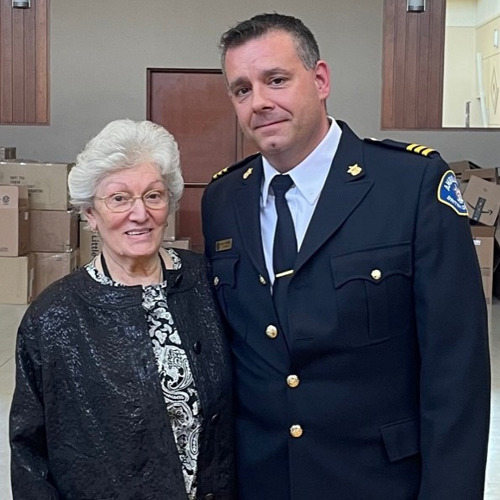 Smiling lady with BC Ambulance chief