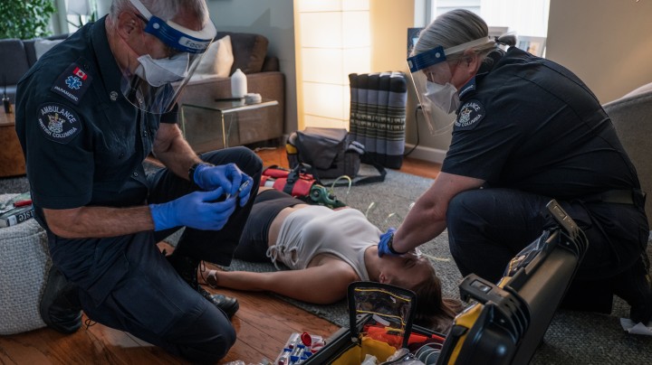 BCEHS Paramedics treating overdose patient