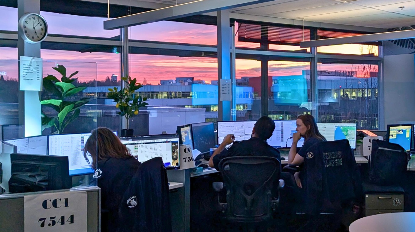 BCEHS Patient Transfer Services workspace at sunset
